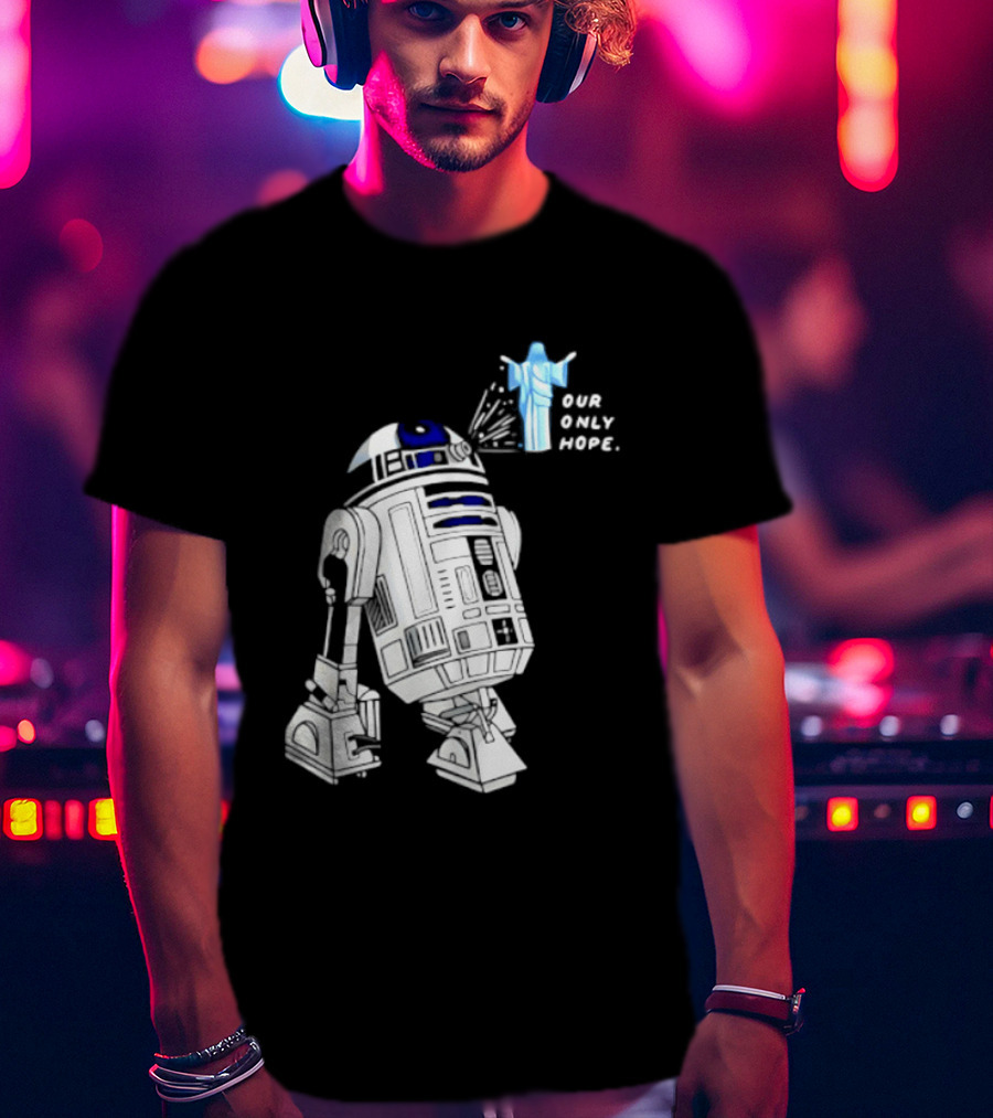 R2 D2 Our Only Hope Star Wars Sci Fi Droid Hologram T-Shirt