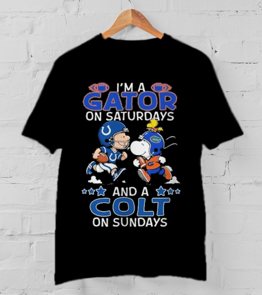 Charlie Brown Snoopy Gator Saturdays Colt Sundays Football Fans T-Shirt