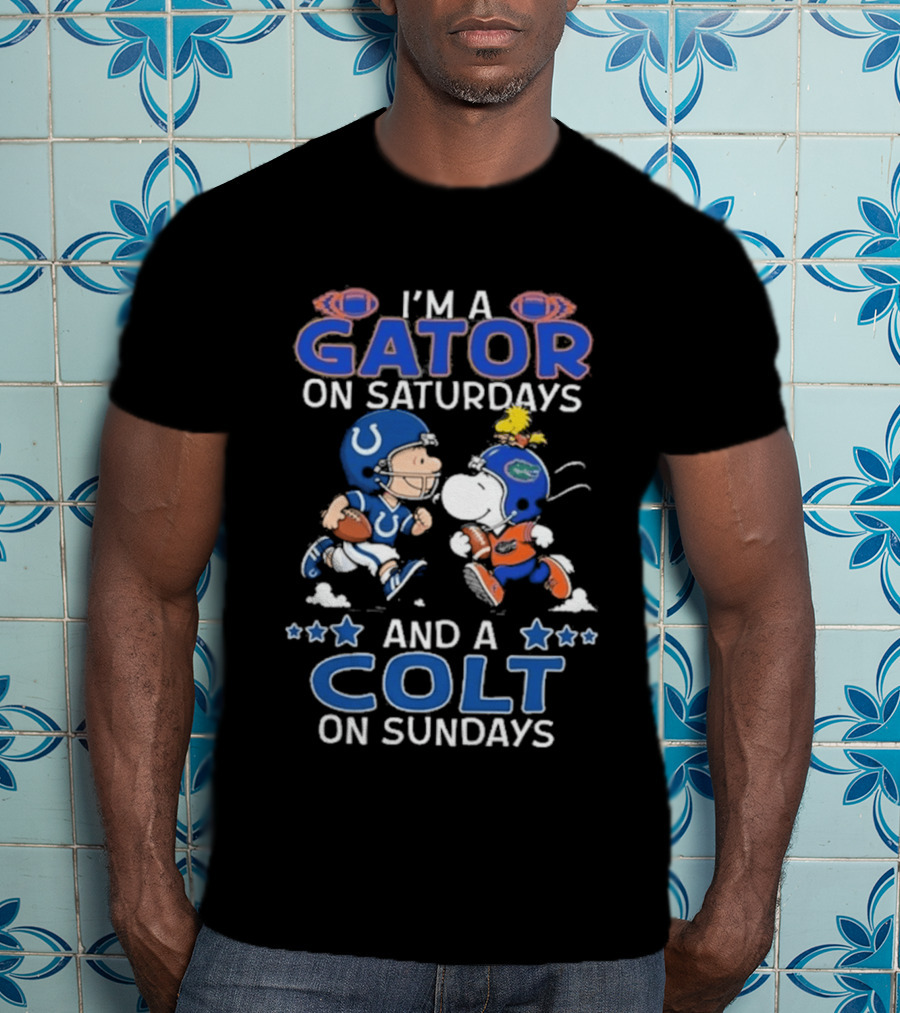 Charlie Brown Snoopy Gator Saturdays Colt Sundays Football Fans T-Shirt