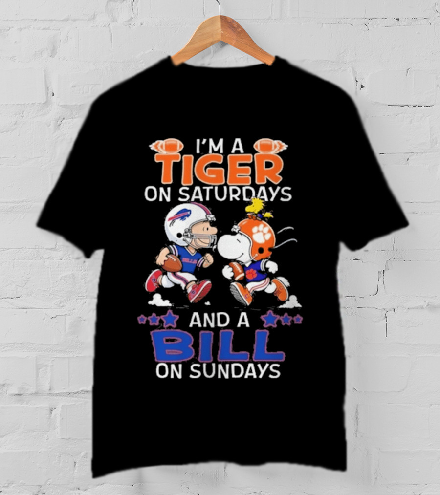 Charlie Brown Snoopy Tiger Saturdays Bill Sundays T-Shirt