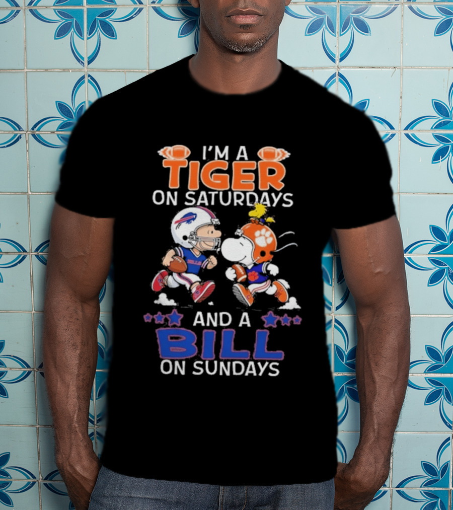 Charlie Brown Snoopy Tiger Saturdays Bill Sundays T-Shirt