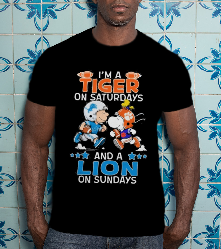 I'm A Tiger On Saturdays And A Lion On Sundays Featuring Snoopy And Charlie Brown Football T-Shirt