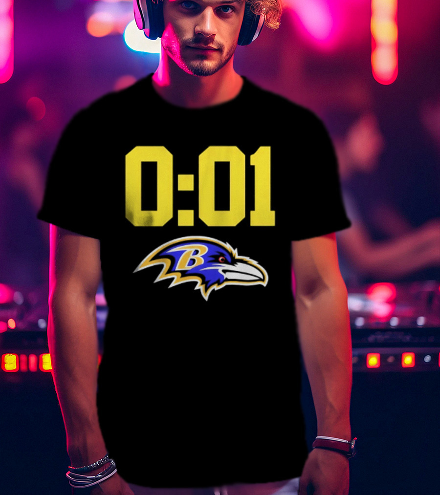 Baltimore Ravens 0:01 Logo NFL Football Team T-Shirt