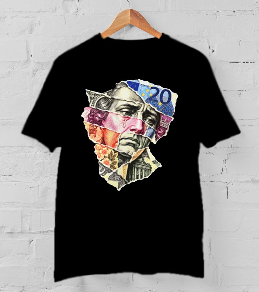 Benjamin Franklin Quote Sad Dollar Currency Collage Art Euro Note T-Shirt