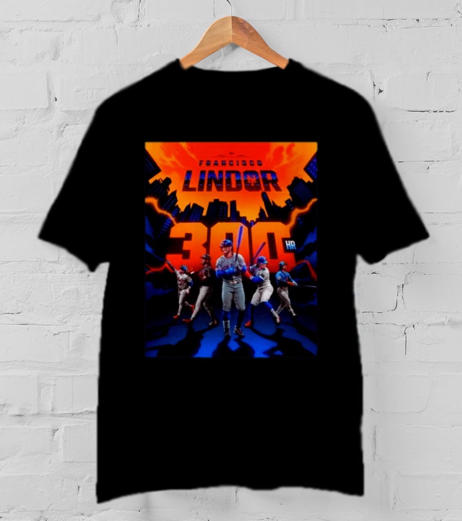 Francisco Lindor 300 HR Achievement Mets Skyline Celebration T-Shirt