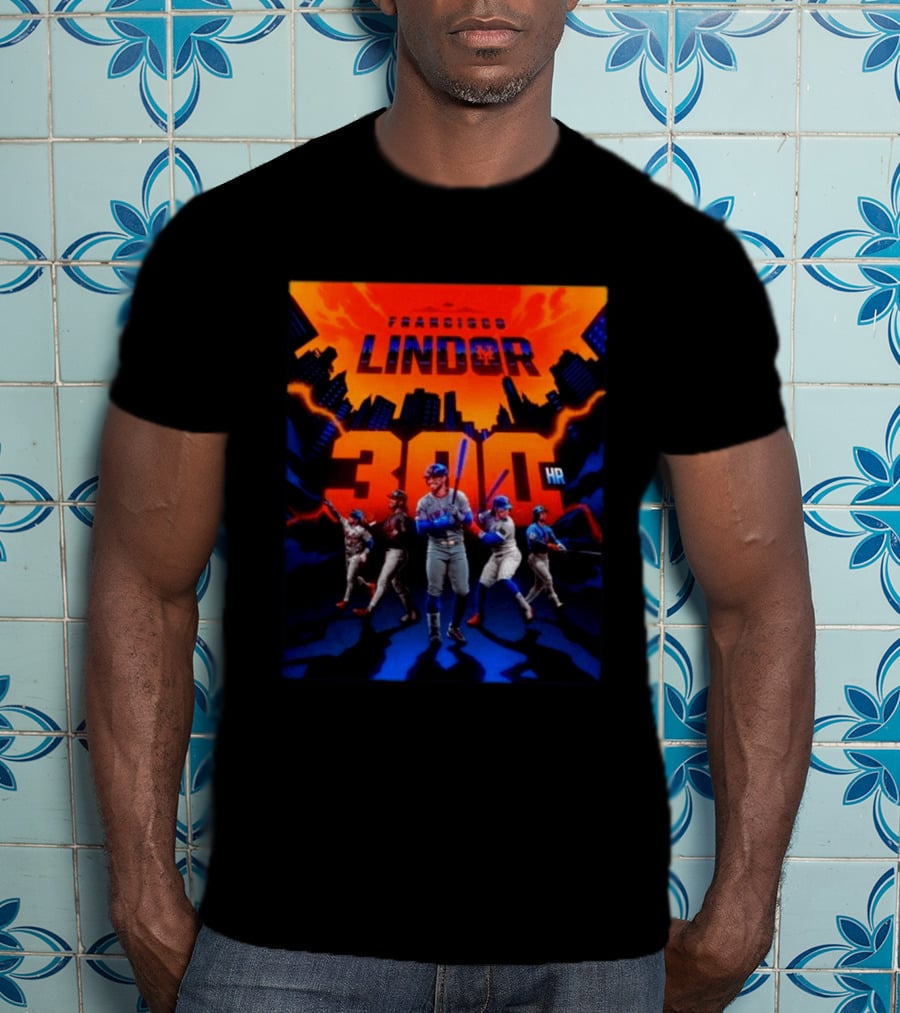 Francisco Lindor 300 HR Achievement Mets Skyline Celebration T-Shirt