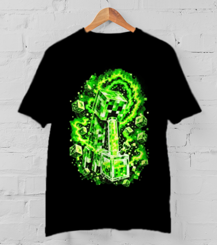 Minecraft Creeper Green Bong Pixel Explosion T-Shirt