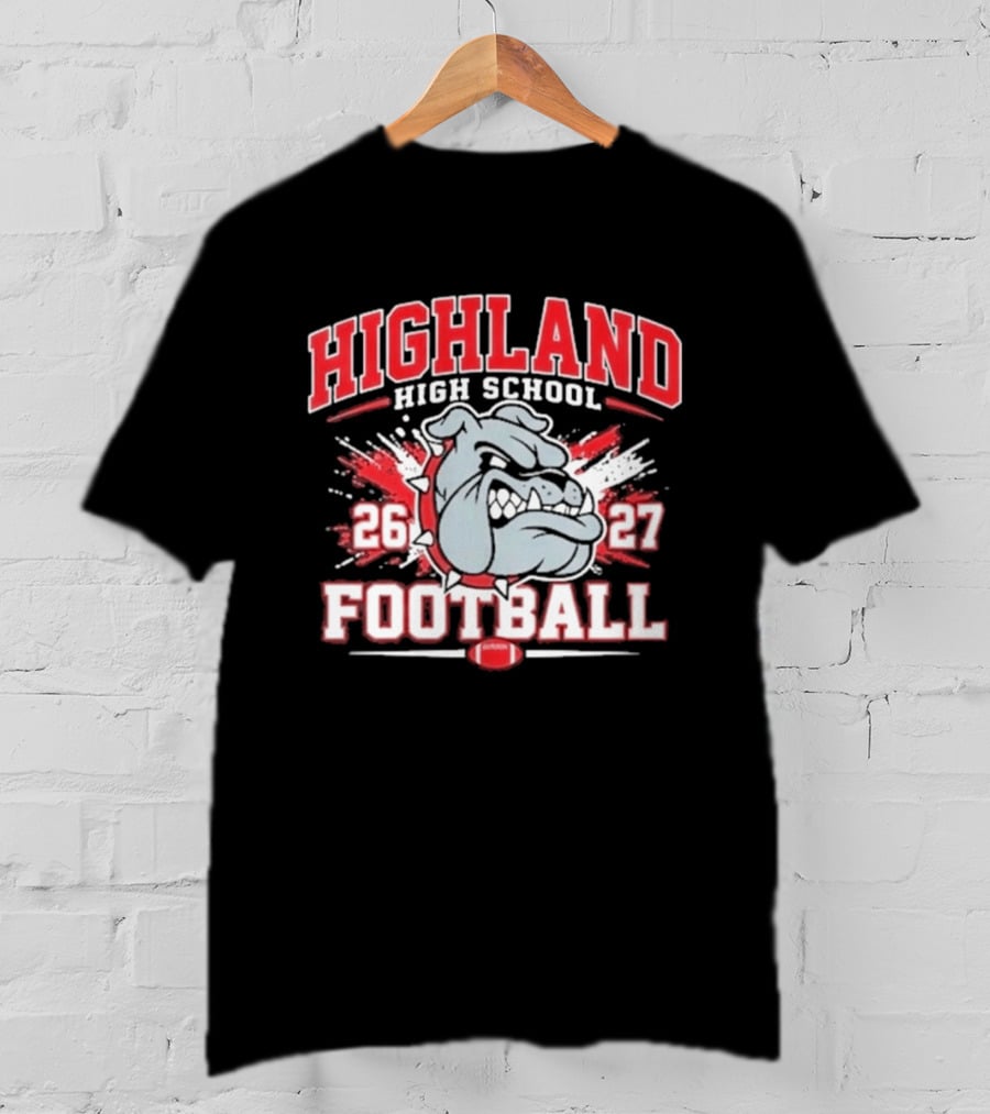 Bulldog Highland High School Football 26 27 T-Shirt