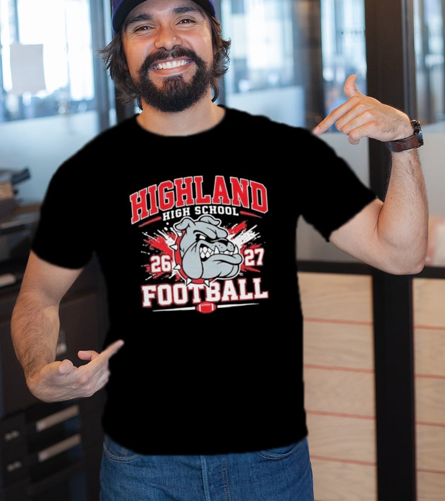 Bulldog Highland High School Football 26 27 T-Shirt