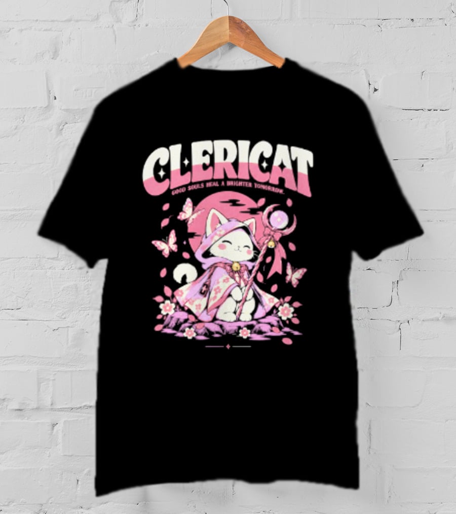 Clericat Good Souls Heal A Brighter Tomorrow Butterfly Blossoms T-Shirt