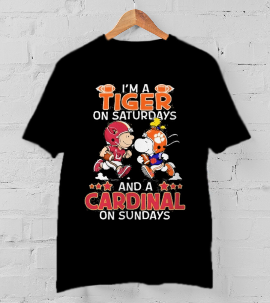 I'm A Tiger On Saturdays And A Cardinal On Sundays Charlie Brown Snoopy T-Shirt