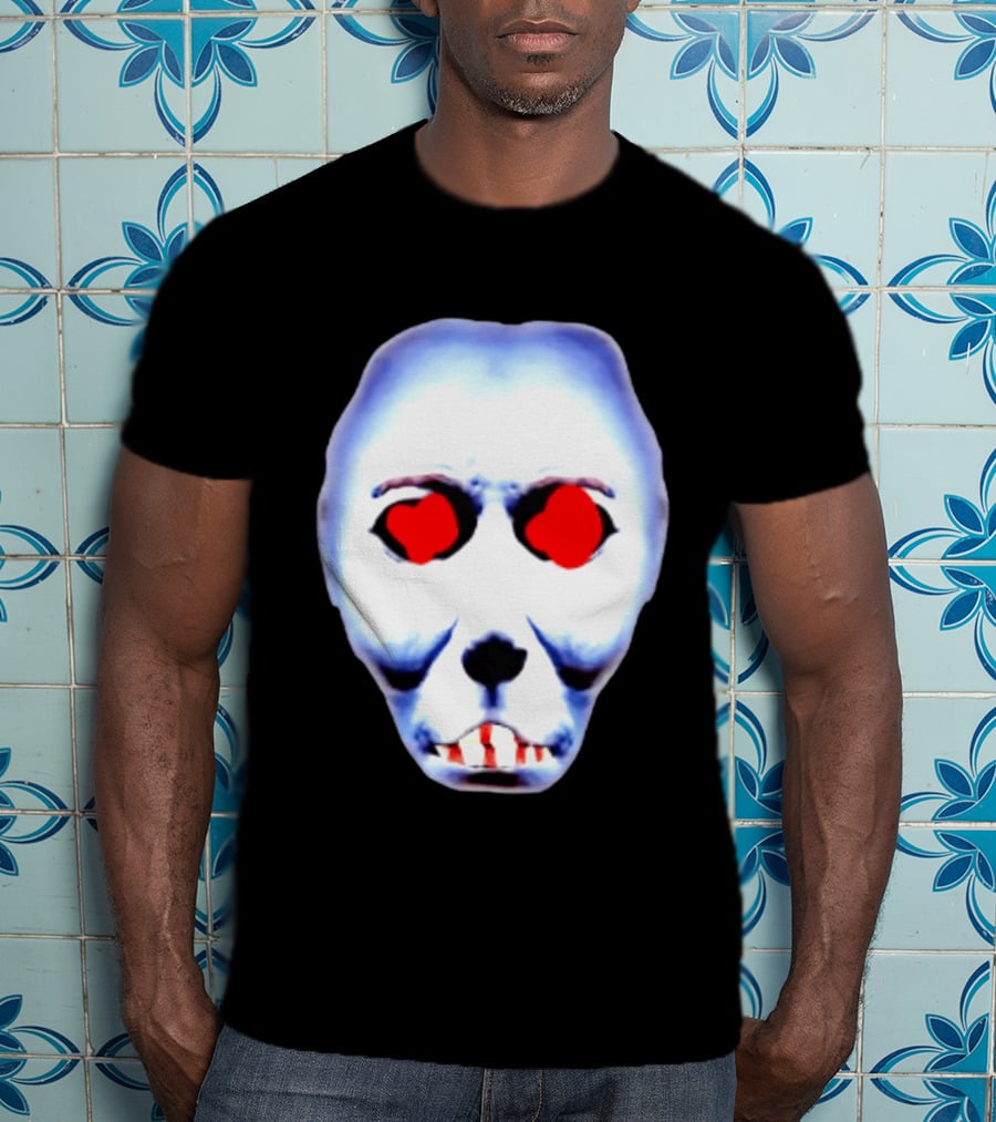 Creepy Alien Face With Red Eyes And Bread Teeth Surrealistic T-Shirt