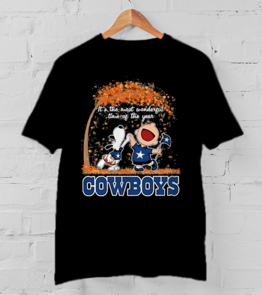 Dallas Cowboys Snoopy Charlie Brown Dancing Most Wonderful Time Of The Year 2026 T-Shirt