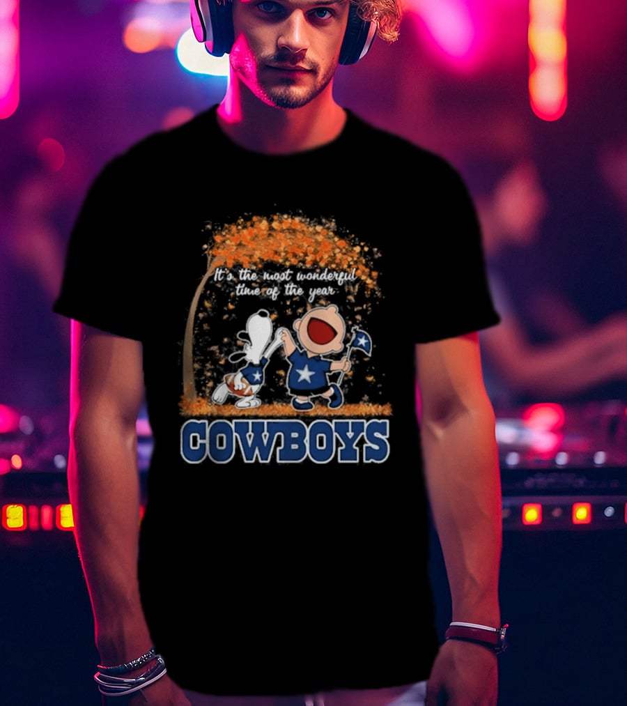 Dallas Cowboys Snoopy Charlie Brown Dancing Most Wonderful Time Of The Year 2026 T-Shirt
