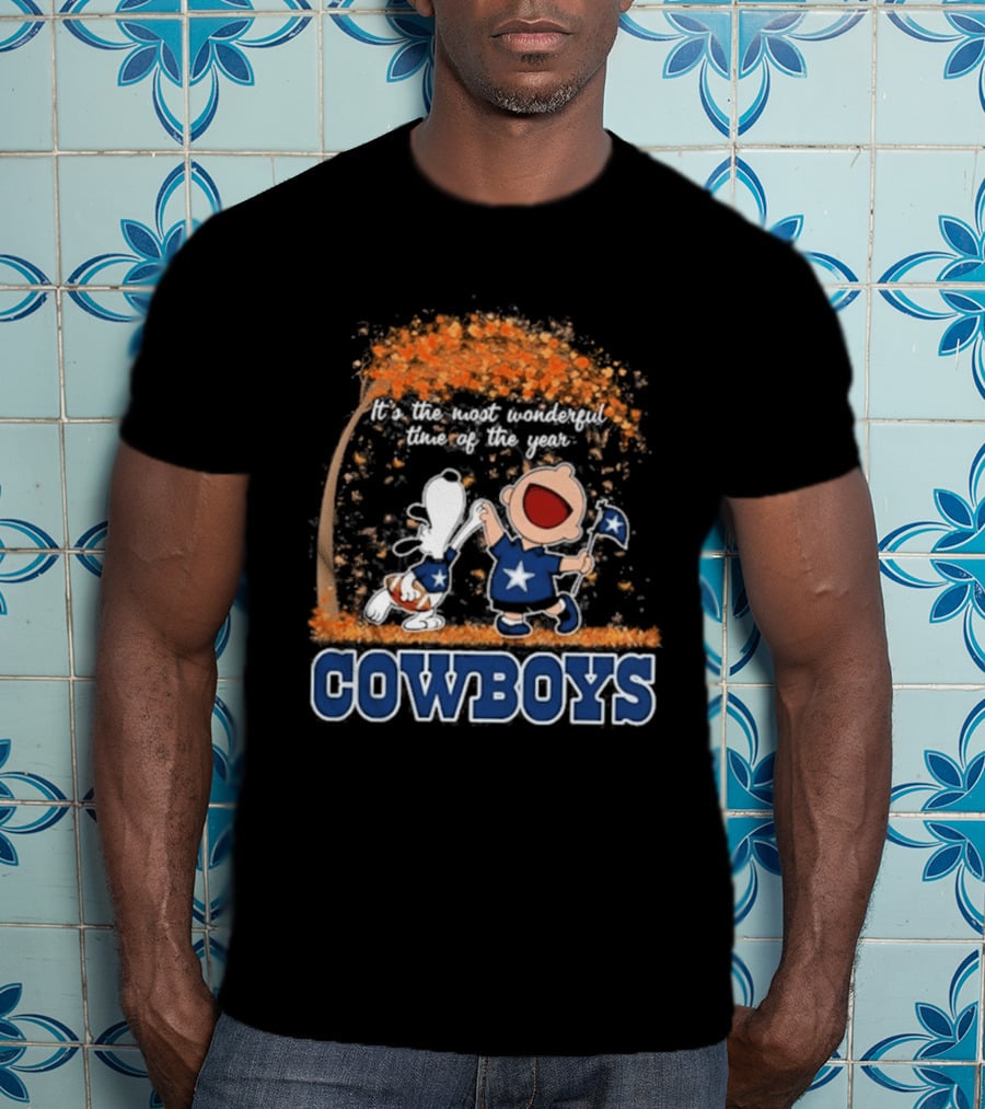 Dallas Cowboys Snoopy Charlie Brown Dancing Most Wonderful Time Of The Year 2026 T-Shirt