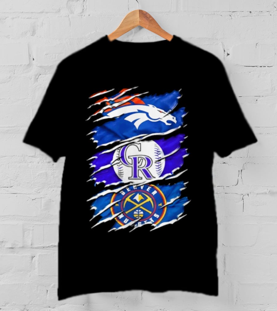 Denver Broncos Colorado Rockies Denver Nuggets Mashup Sports Fan T-Shirt