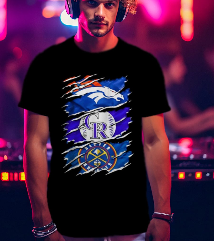 Denver Broncos Colorado Rockies Denver Nuggets Mashup Sports Fan T-Shirt