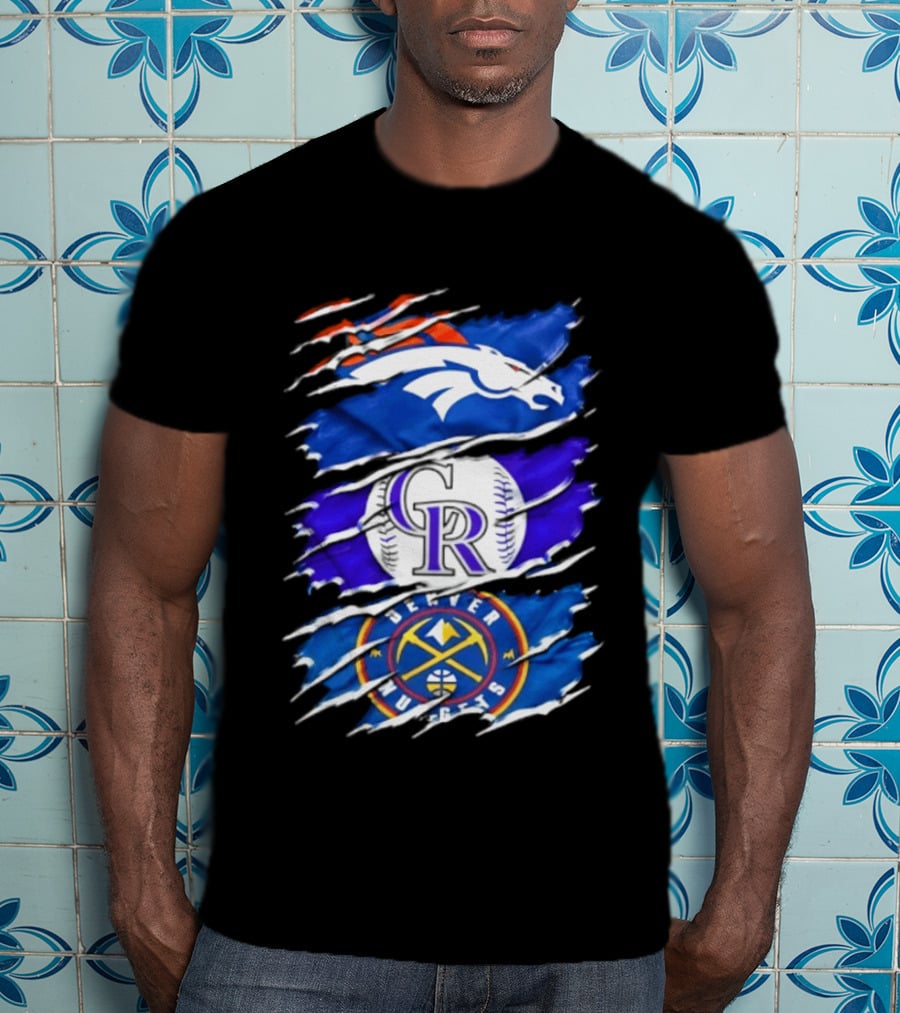 Denver Broncos Colorado Rockies Denver Nuggets Mashup Sports Fan T-Shirt