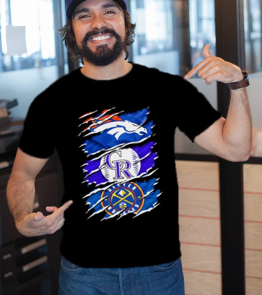 Denver Broncos Colorado Rockies Denver Nuggets Mashup Sports Fan T-Shirt
