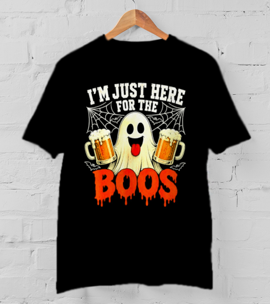 I'm Just Here For The Boos Ghost With Beer S Halloween T-Shirt