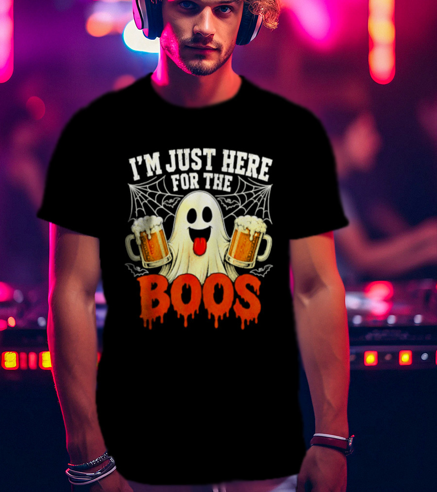 I'm Just Here For The Boos Ghost With Beer S Halloween T-Shirt