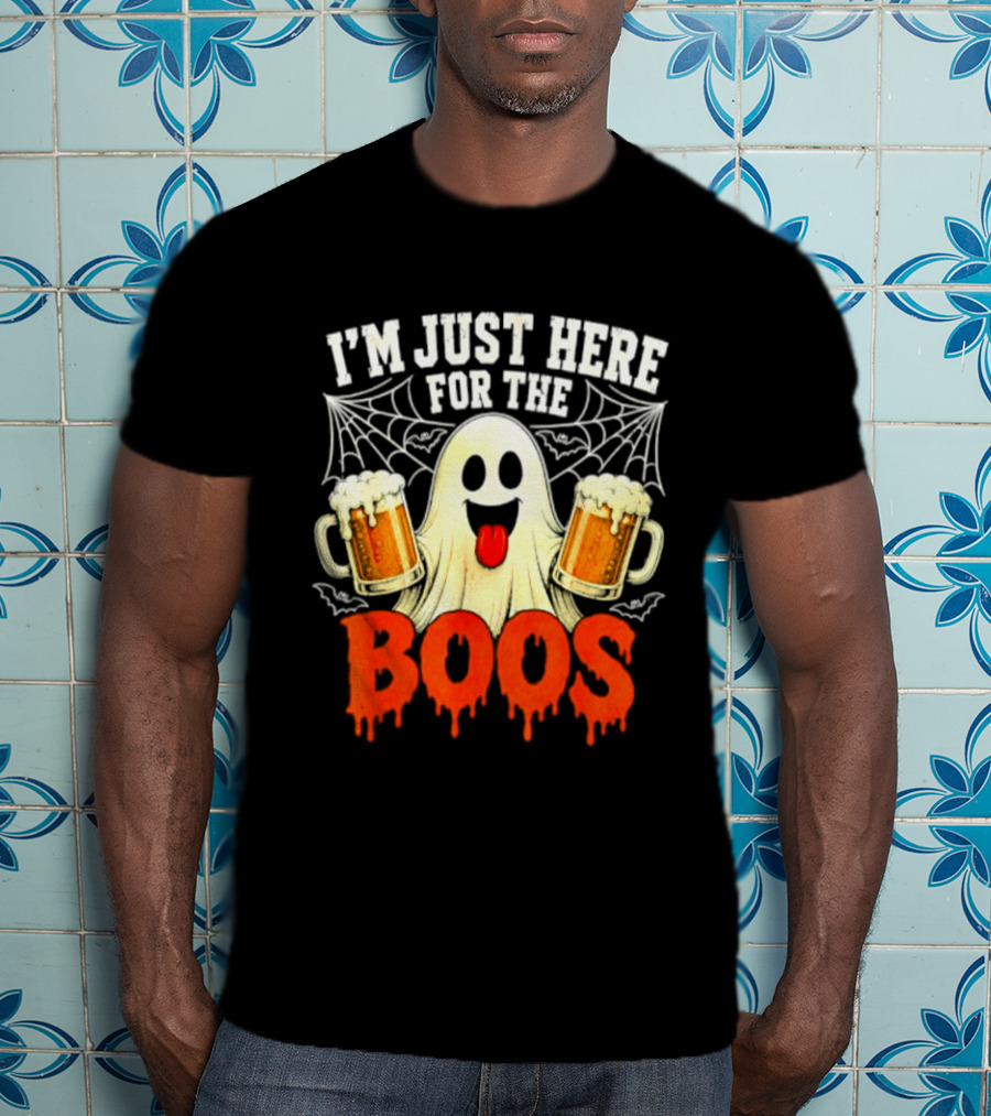 I'm Just Here For The Boos Ghost With Beer S Halloween T-Shirt