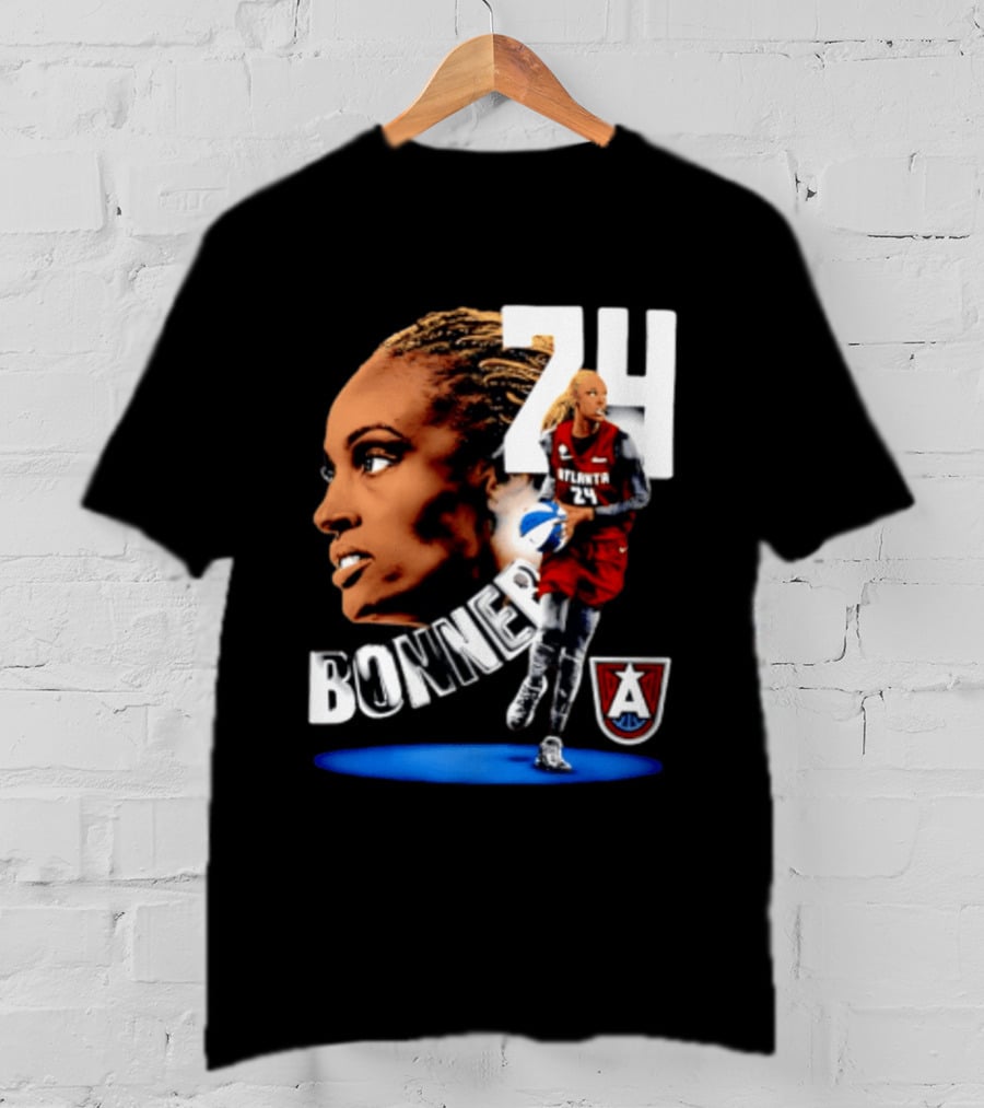 Dewanna Bonner 24 Atlanta Dream WNBA Basketball Player Portrait And Action T-Shirt