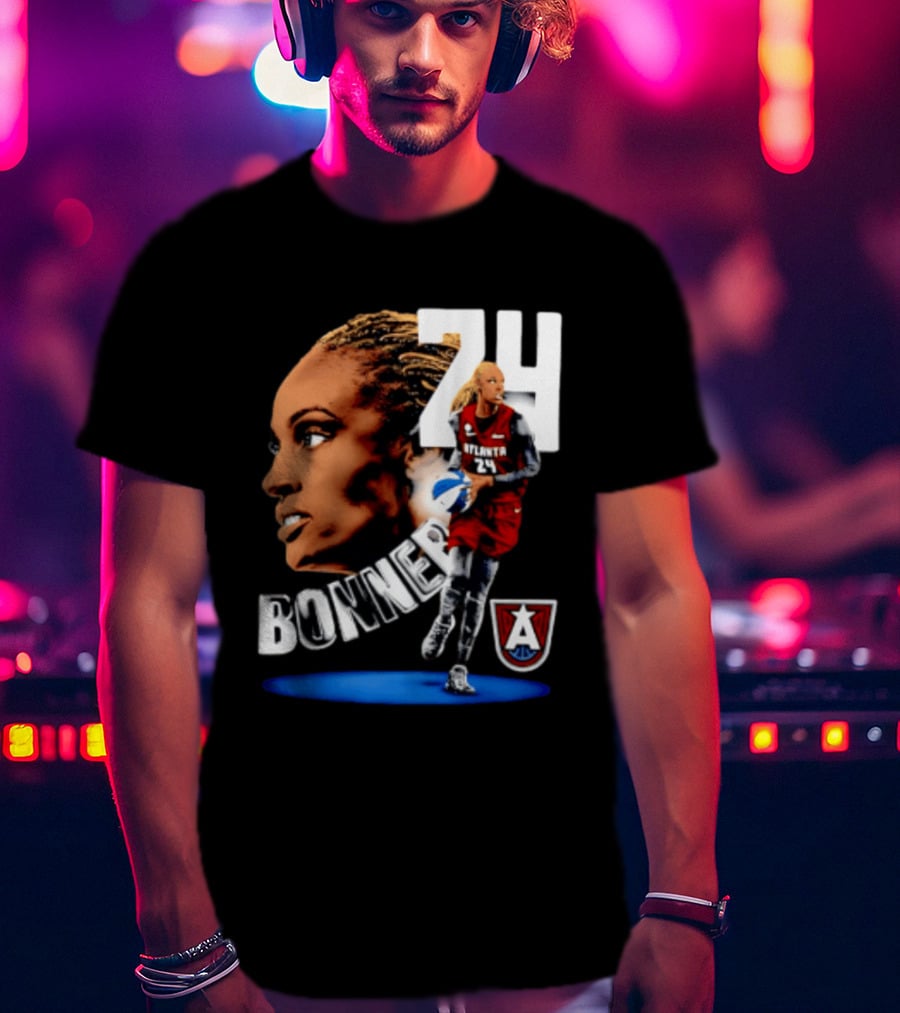 Dewanna Bonner 24 Atlanta Dream WNBA Basketball Player Portrait And Action T-Shirt