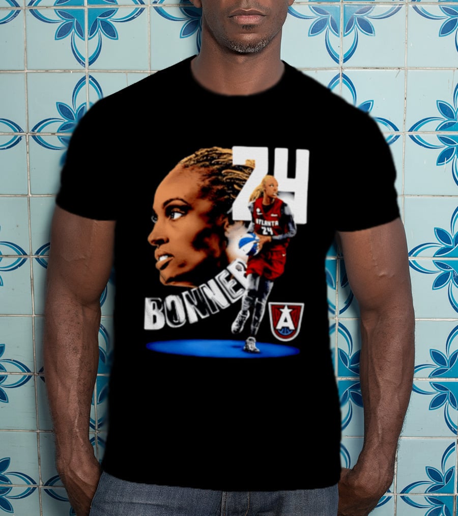 Dewanna Bonner 24 Atlanta Dream WNBA Basketball Player Portrait And Action T-Shirt