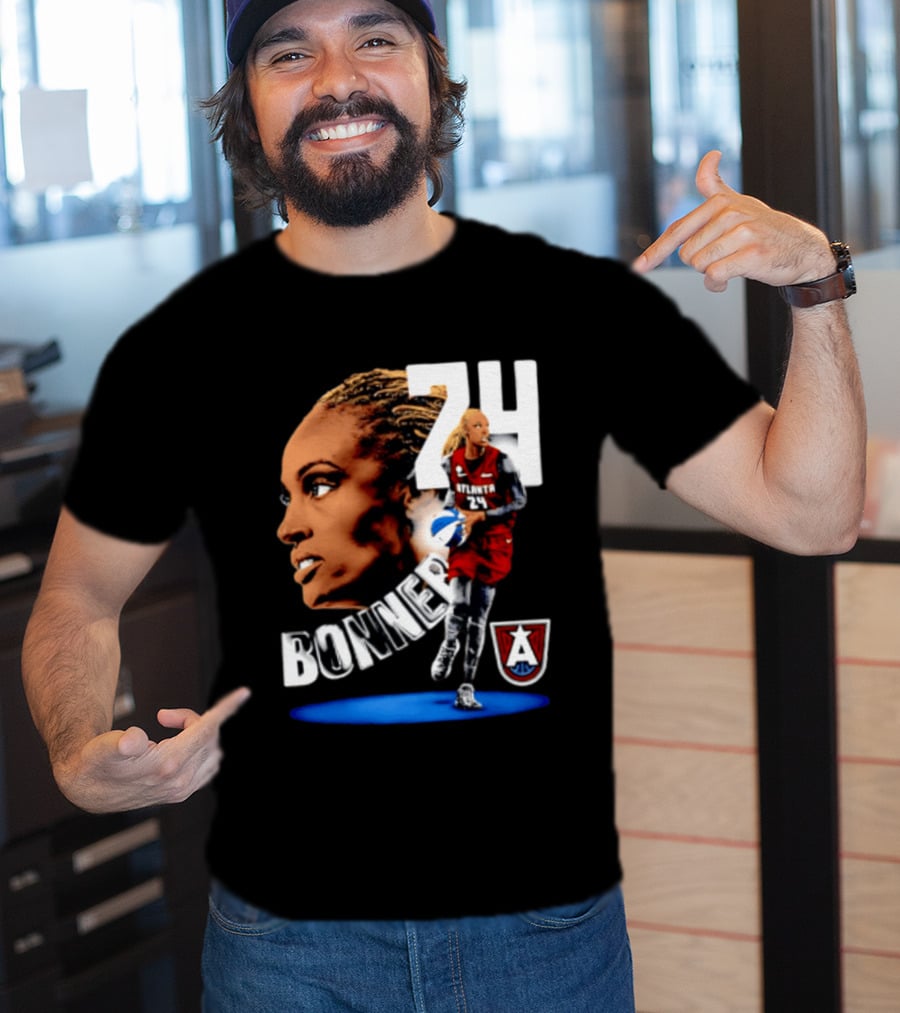 Dewanna Bonner 24 Atlanta Dream WNBA Basketball Player Portrait And Action T-Shirt