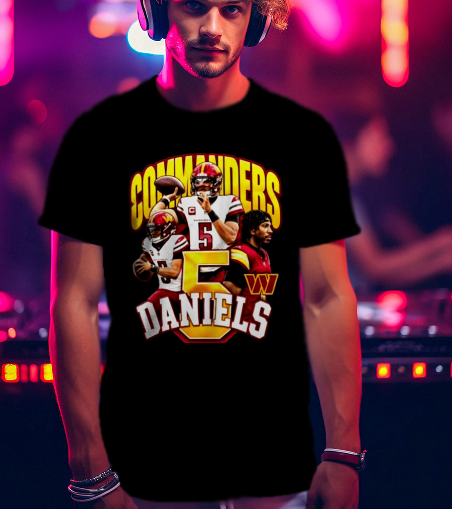 Commander Football Number 5 Jayden Daniels W T-Shirt