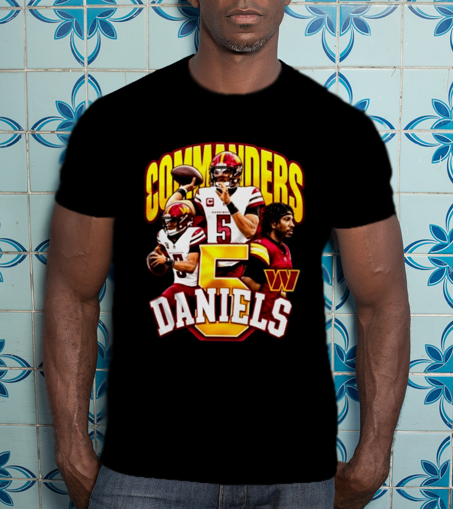 Commander Football Number 5 Jayden Daniels W T-Shirt