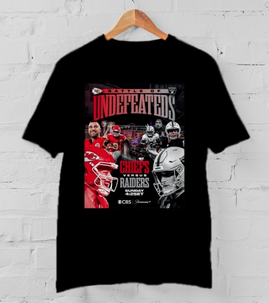 Kansas City Chiefs Vs Las Vegas Raiders Battle Of Undefeated 2026 NFL Showdown CBS Sunday 4:25ET T-Shirt
