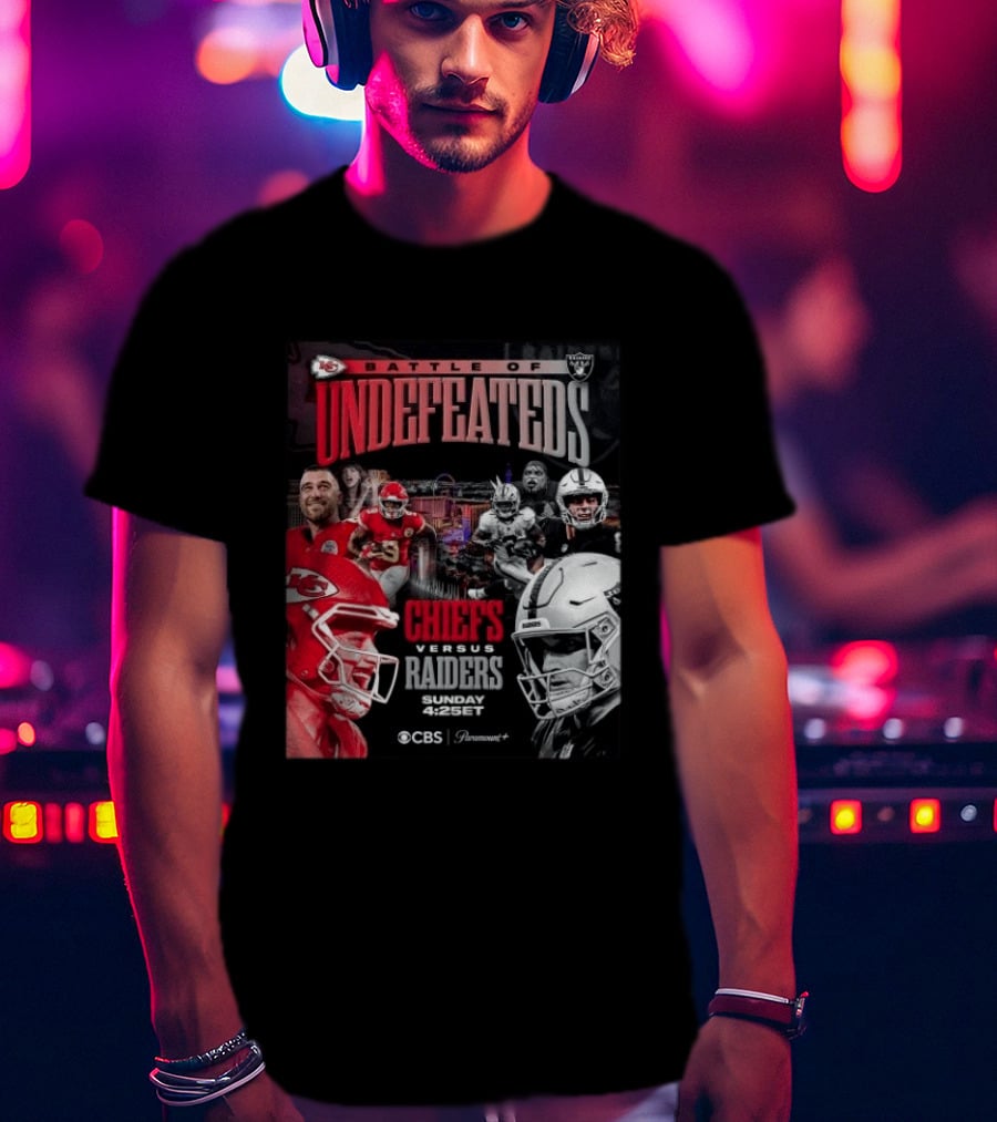 Kansas City Chiefs Vs Las Vegas Raiders Battle Of Undefeated 2026 NFL Showdown CBS Sunday 4:25ET T-Shirt