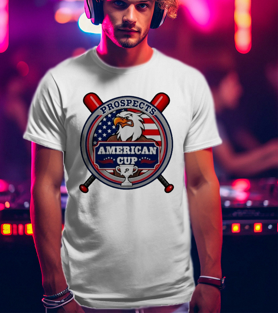 Prospects American Cup Eagle Emblem With USA Flag And Trophy T-Shirt