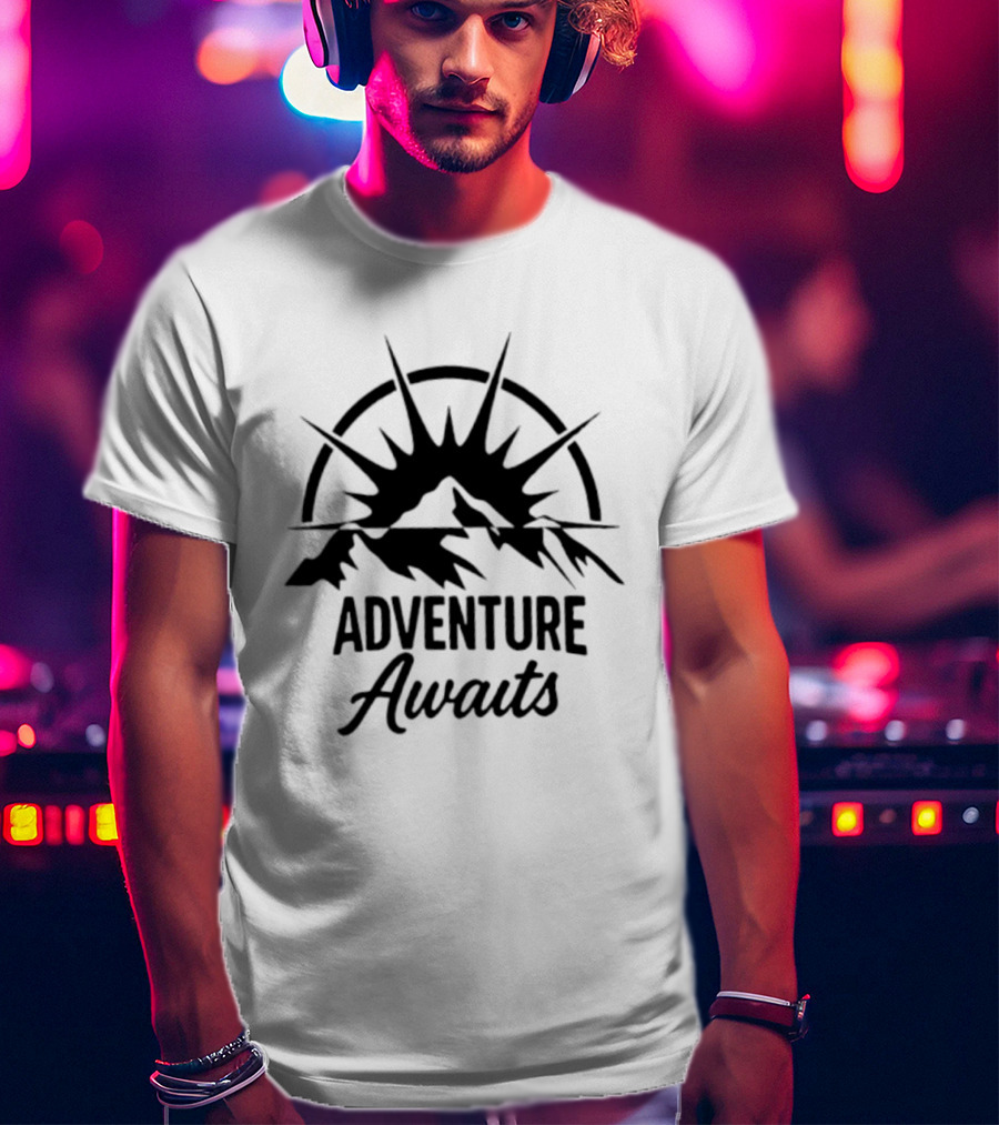 Adventure Awaits Mountain Sun Hiking Outdoors Exploration T-Shirt