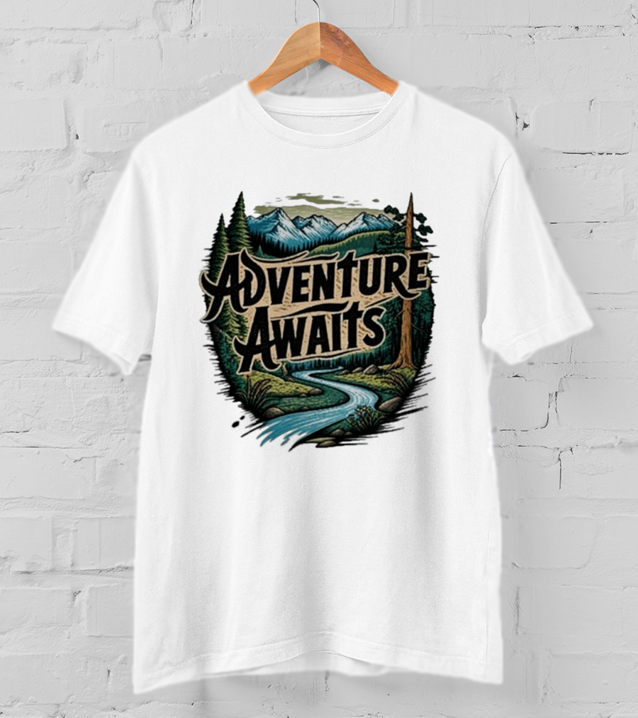 Adventure Awaits Scenic Nature Camping Family Summer Wanderlust Vacation T-Shirt