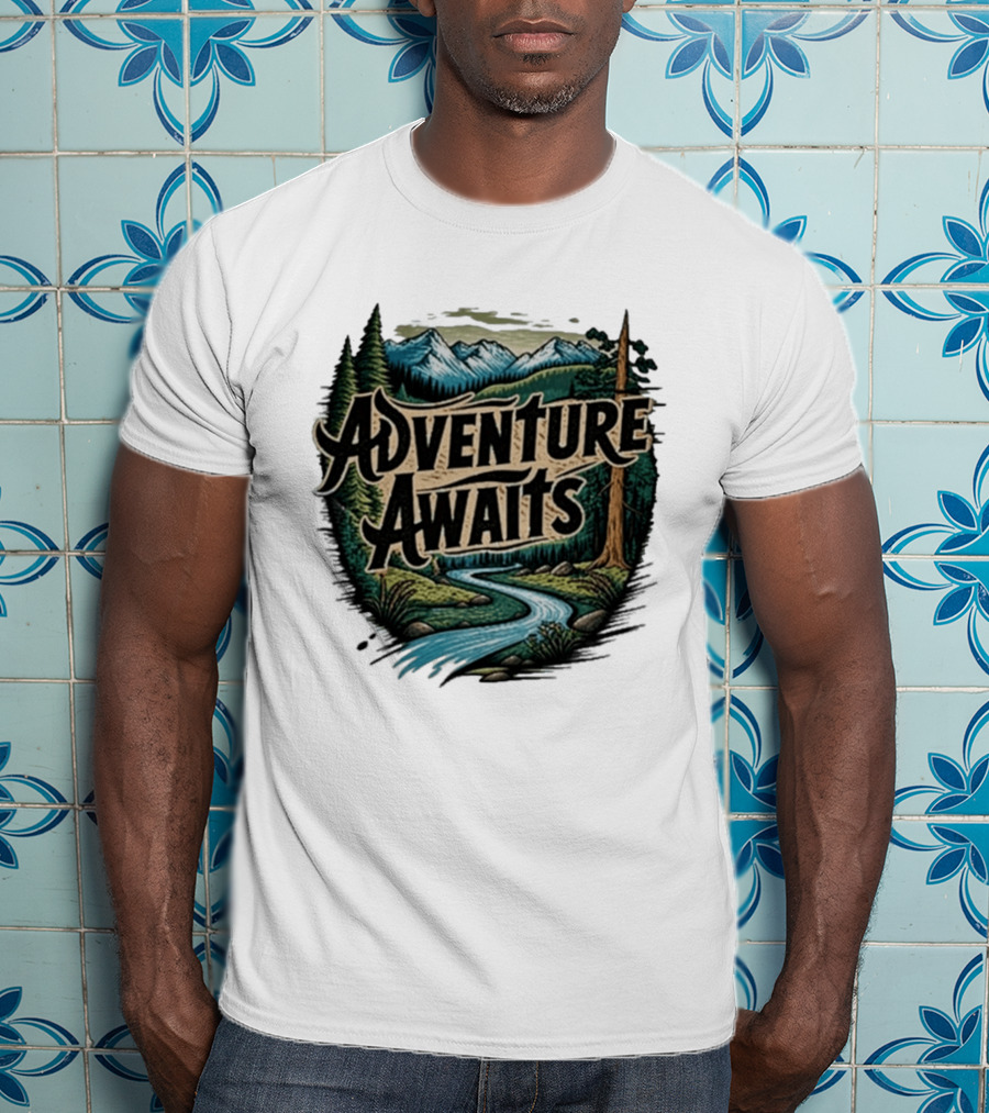 Adventure Awaits Scenic Nature Camping Family Summer Wanderlust Vacation T-Shirt