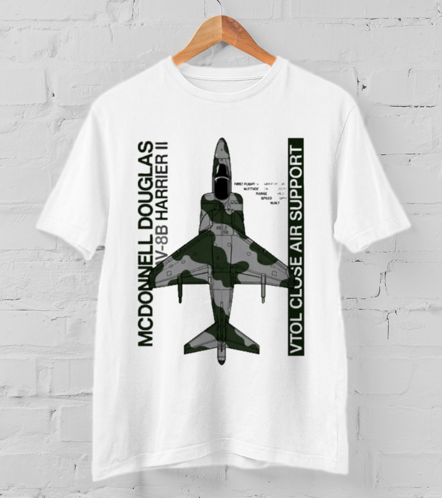McDonnell Douglas AV 8B Harrier II VTOL Close Air Support T-Shirt