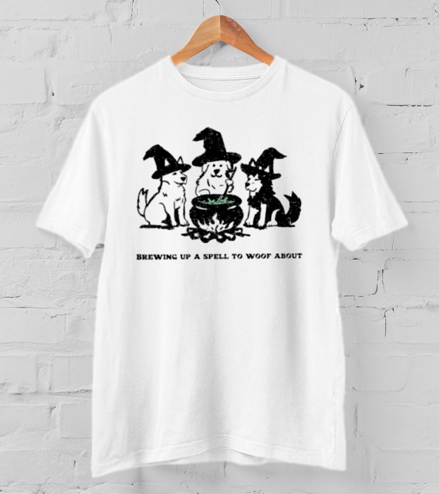 Brewing Up A Spell To Woof About Dog Witch Cauldron Trio T-Shirt