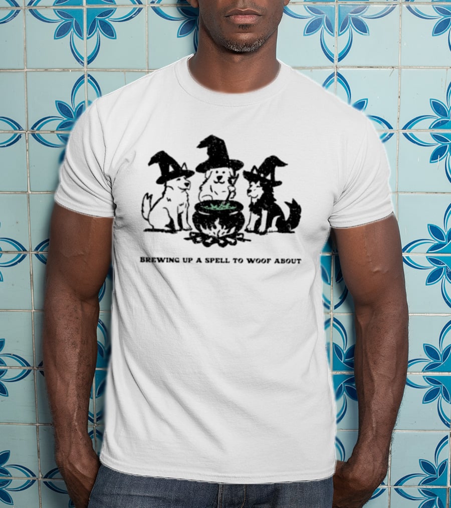 Brewing Up A Spell To Woof About Dog Witch Cauldron Trio T-Shirt
