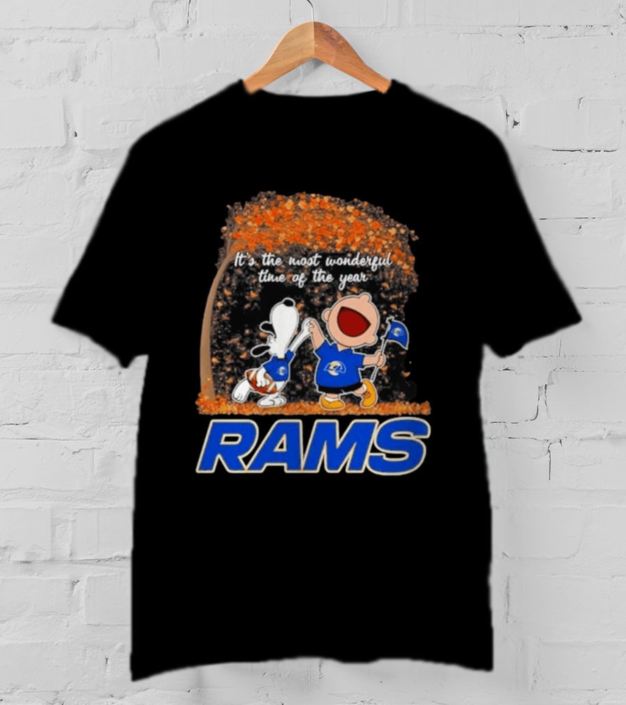 Los Angeles Rams Snoopy Charlie Brown It's The Most Wonderful Time Of The Year 2026 T-Shirt