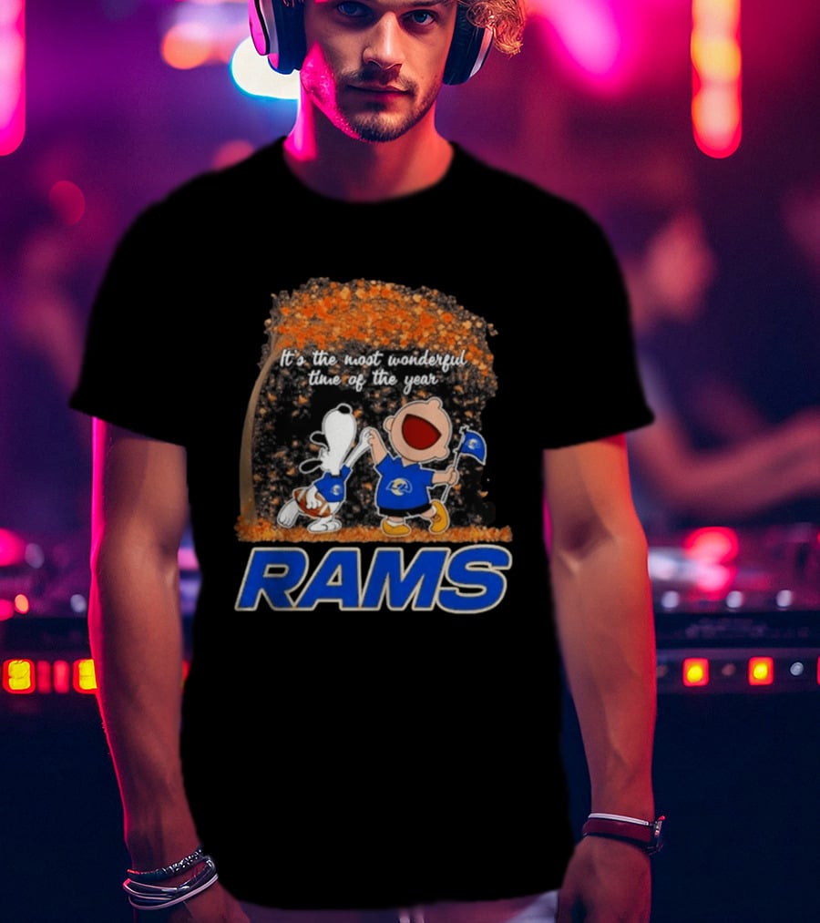 Los Angeles Rams Snoopy Charlie Brown It's The Most Wonderful Time Of The Year 2026 T-Shirt