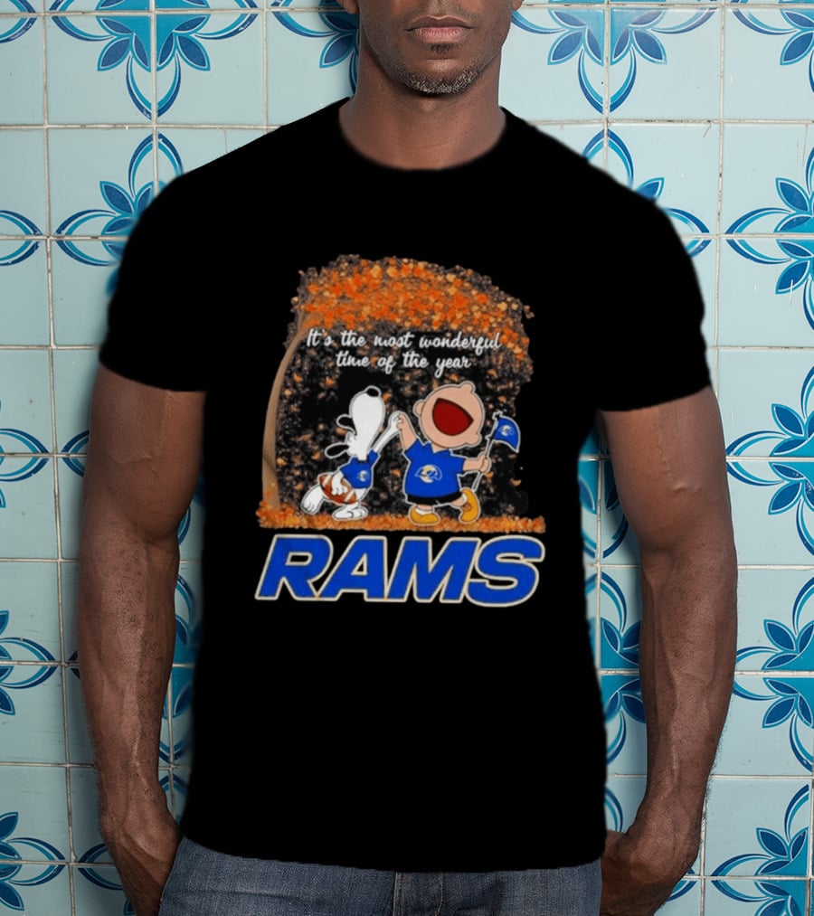 Los Angeles Rams Snoopy Charlie Brown It's The Most Wonderful Time Of The Year 2026 T-Shirt