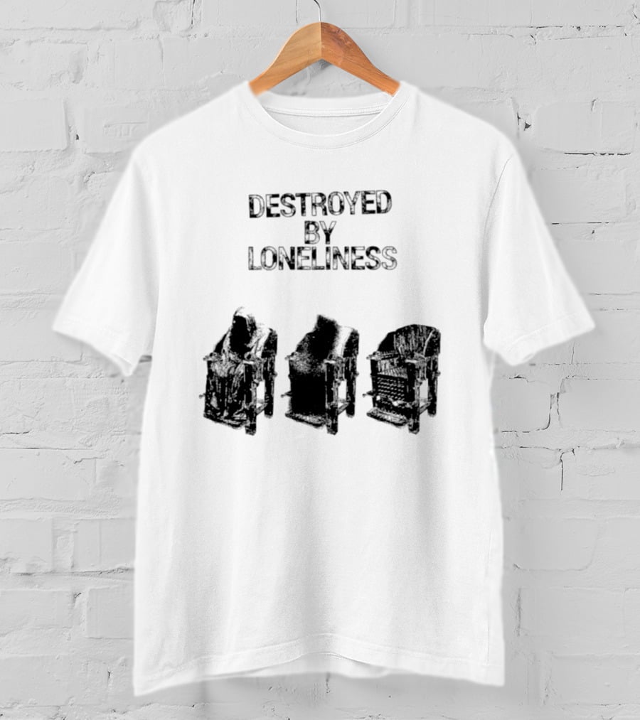Destroyed By Loneliness Dark Gothic With Falling Office Chairs T-Shirt
