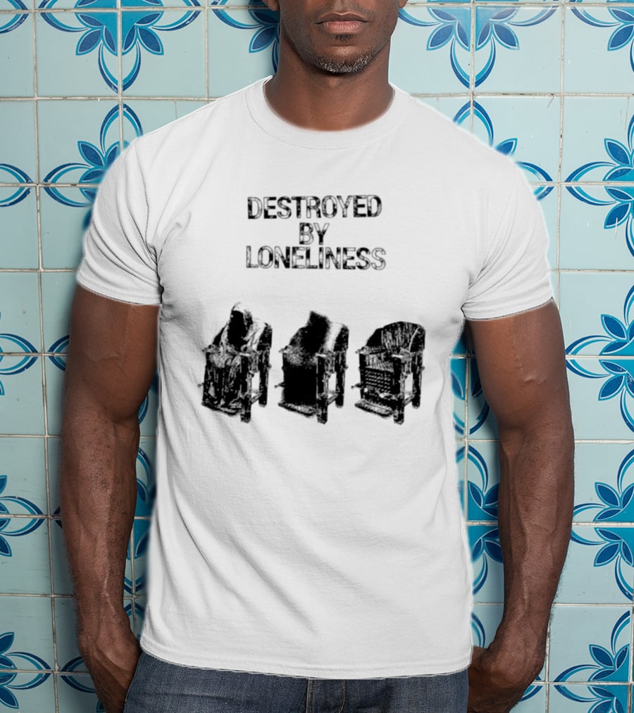 Destroyed By Loneliness Dark Gothic With Falling Office Chairs T-Shirt