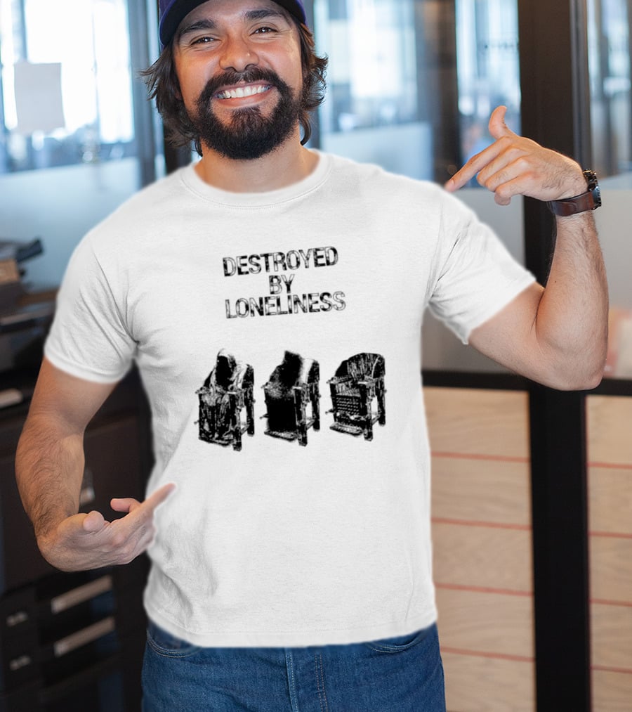 Destroyed By Loneliness Dark Gothic With Falling Office Chairs T-Shirt