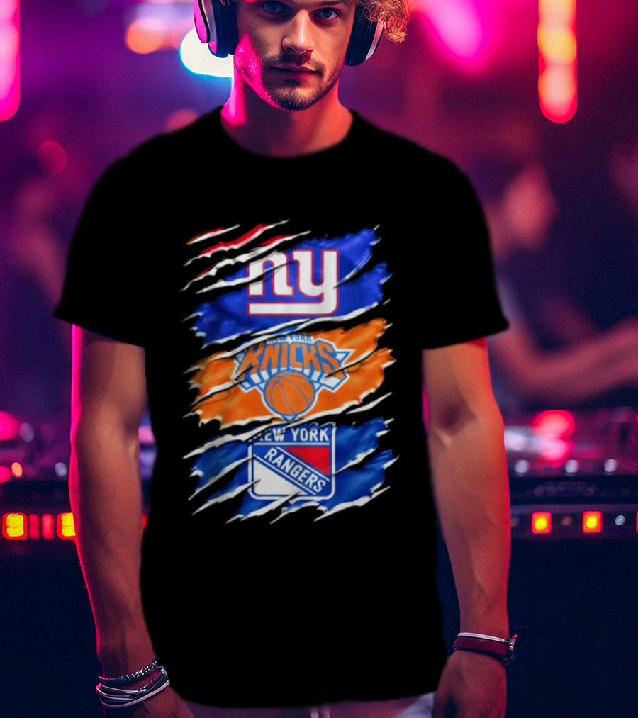New York Giants Knicks Rangers Mashup Sports Fan Favorite T-Shirt