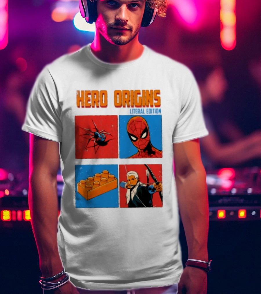 Hero Origins Spider Man Literal Edition Block Archer Spider T-Shirt