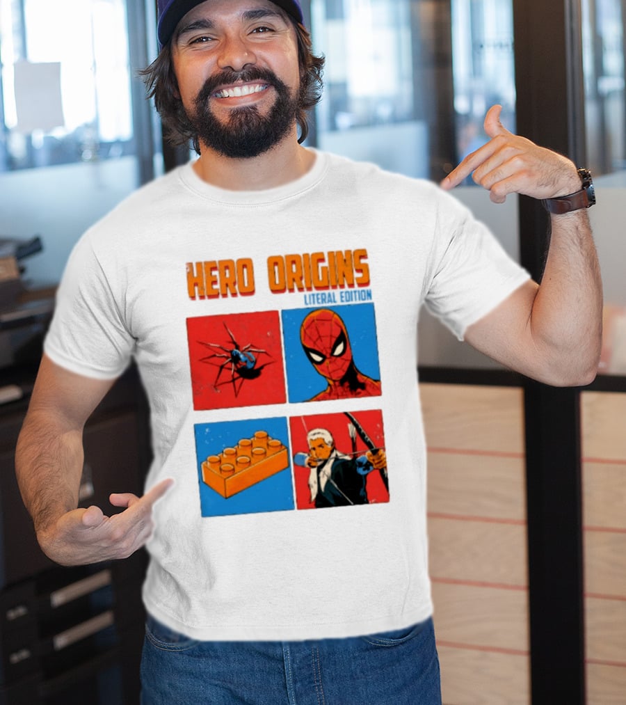 Hero Origins Spider Man Literal Edition Block Archer Spider T-Shirt